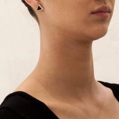Black Pyramid Gold Triangle Stud Earrings