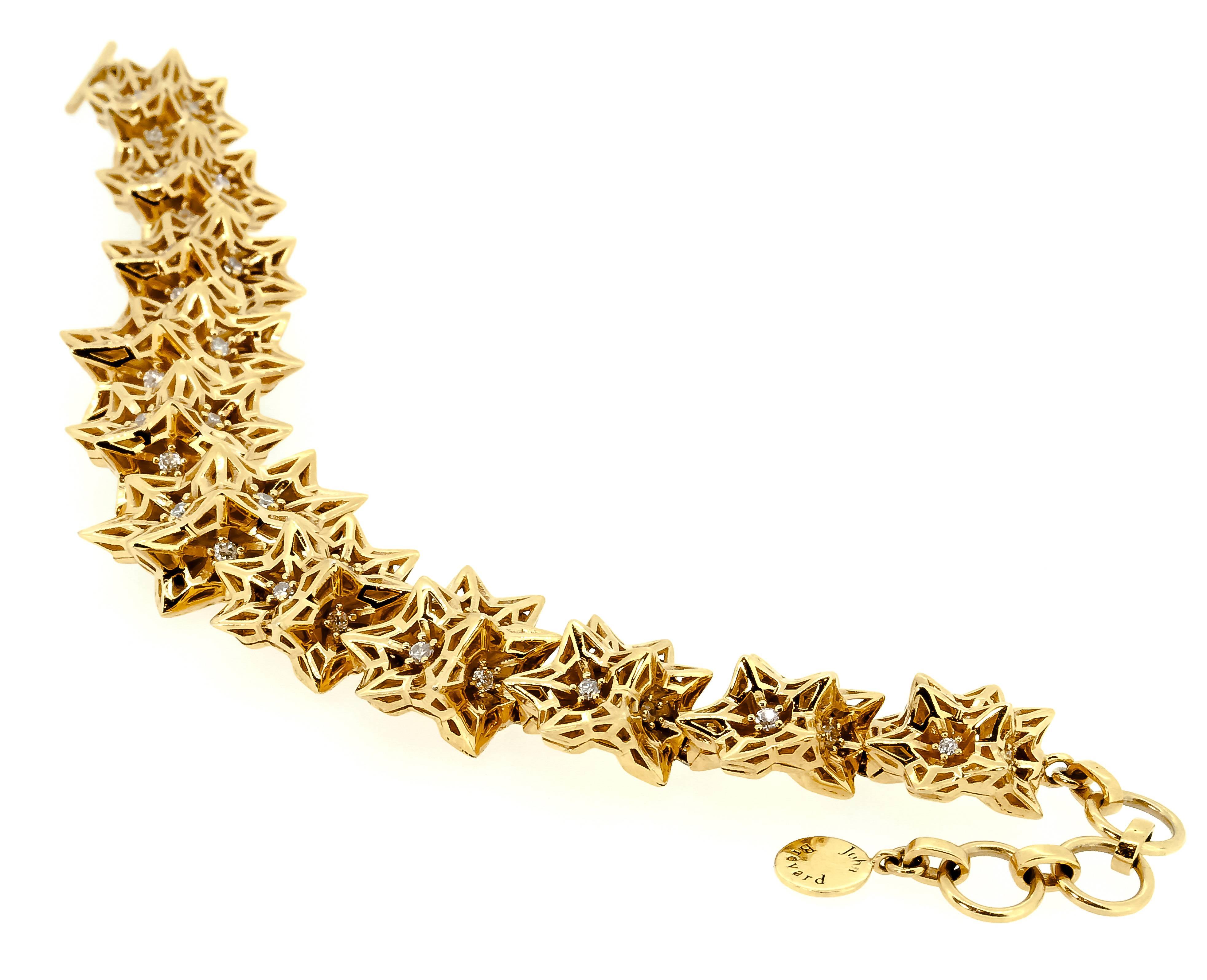 Modern Helix Frame Diamond and 18K Gold Bracelet by John Brevard For Sale