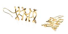 Web Diamond Gold Dangle Earrings