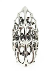 Unisex Morphogen Black Sapphires Silver Ring