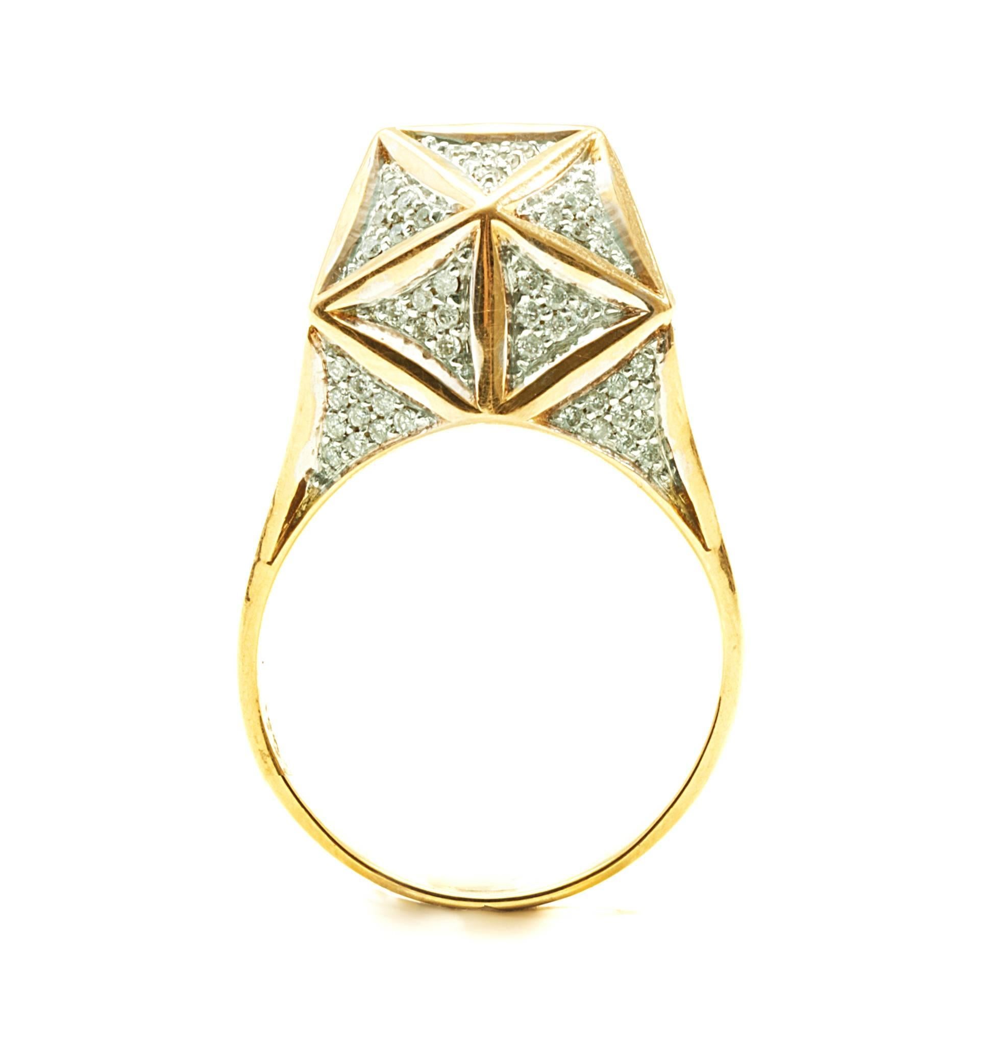 Modern Icoso Mini Diamond 18K Gold Ring For Sale