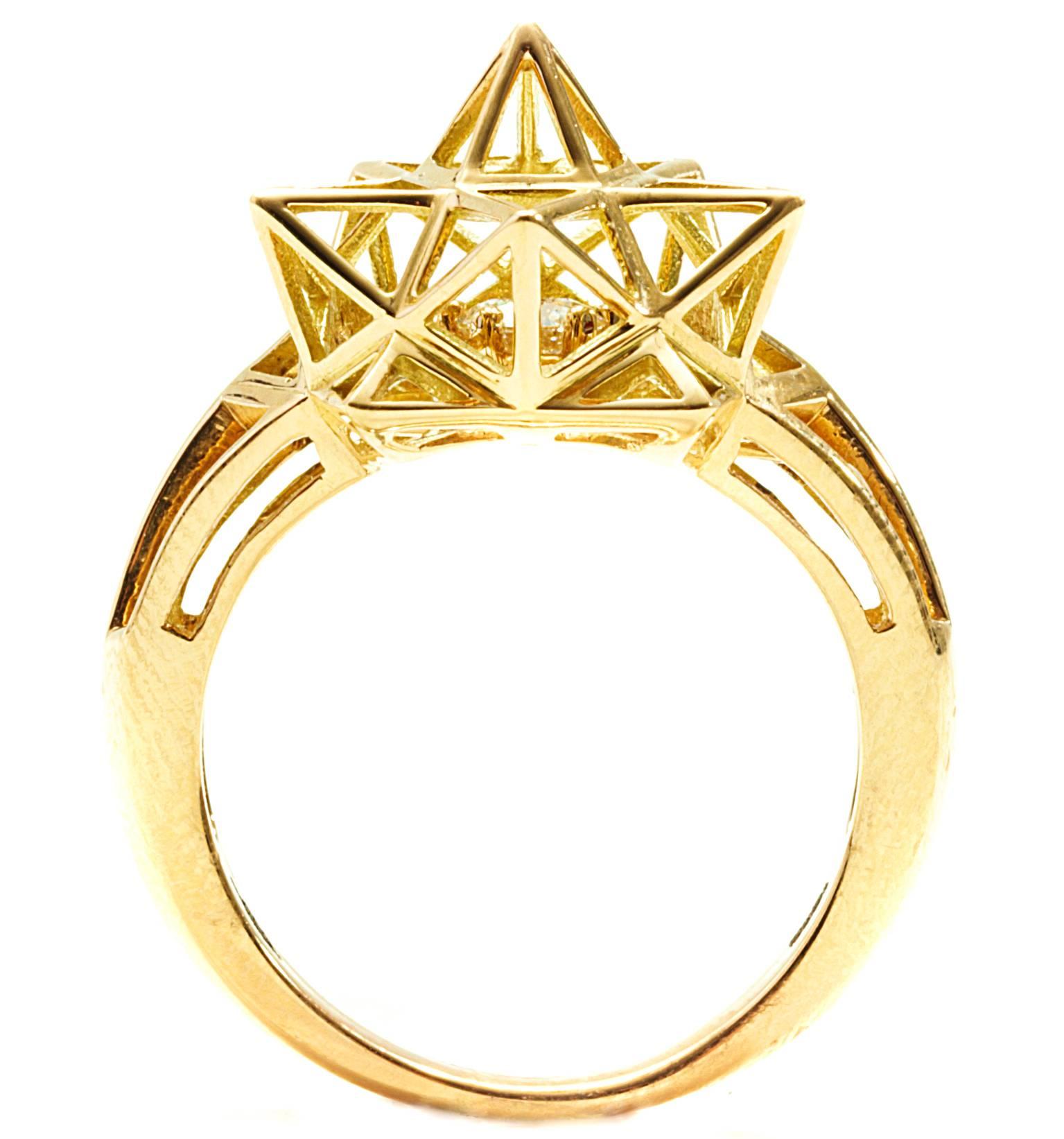 Framed Mini Diamond 18K Gold Ring 2