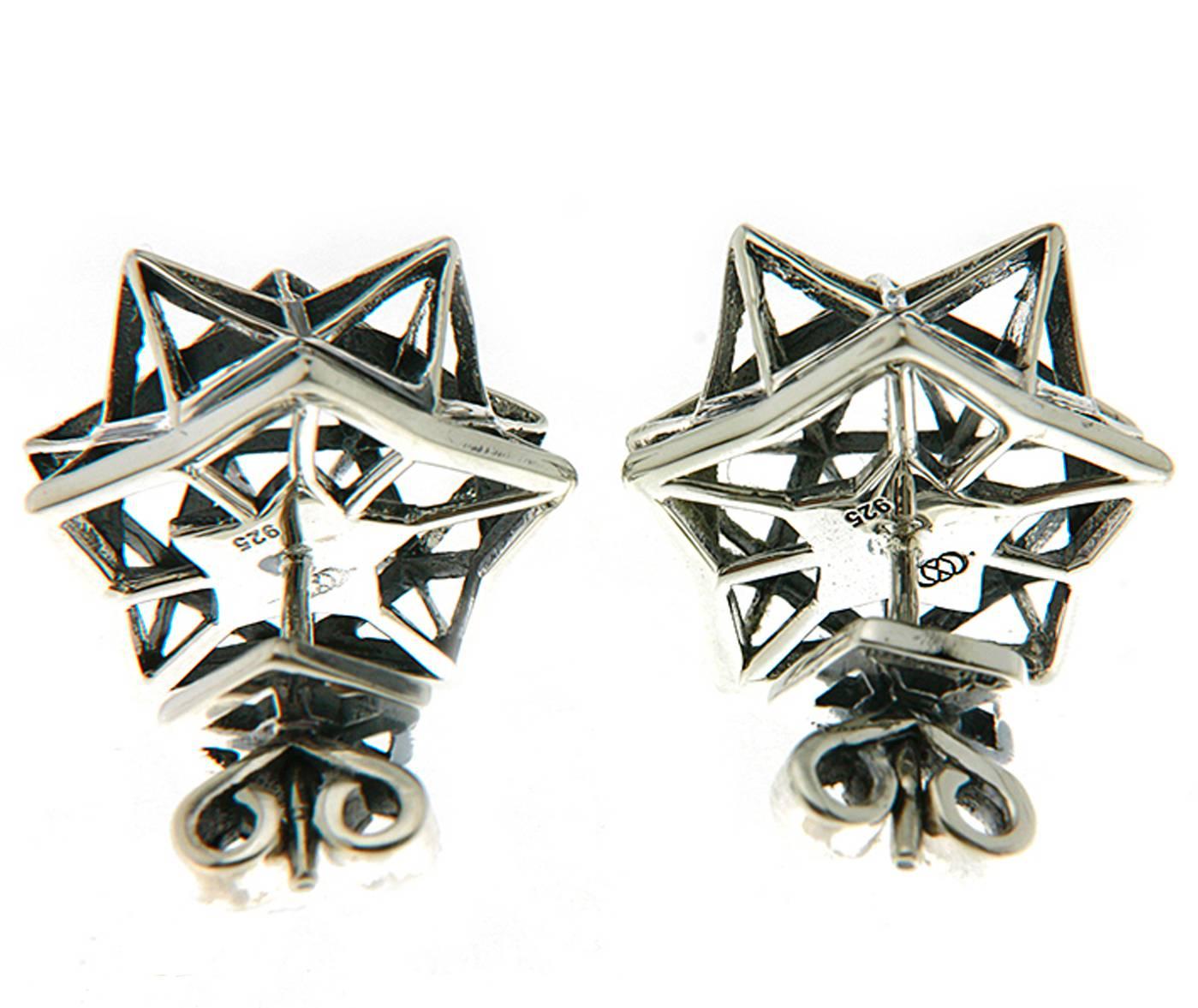 Modern Framework Silver Stud Earrings