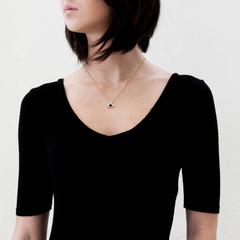 Sapphire Diamond and 18K Gold Black Pyramid Necklace