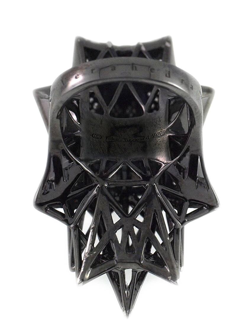 Modern Black Stellated Star Diamond Gold Ring 