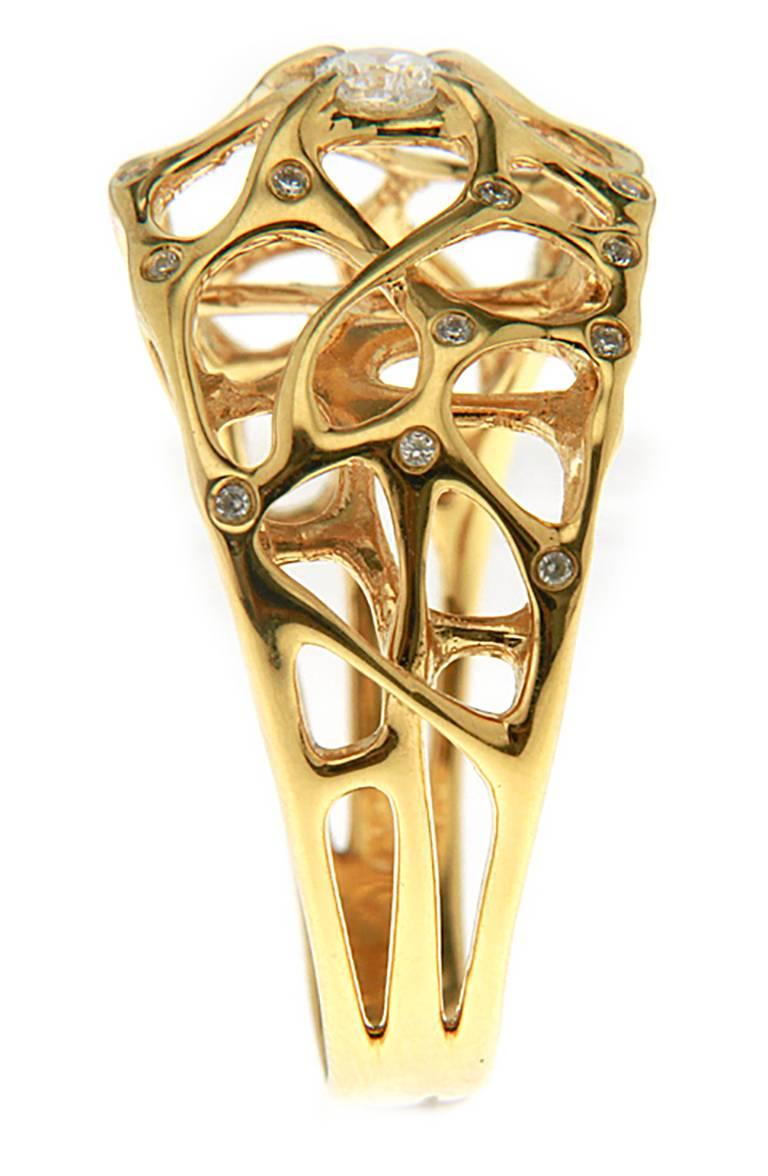Taglio rotondo Anello in oro 18K e diamanti Web in vendita