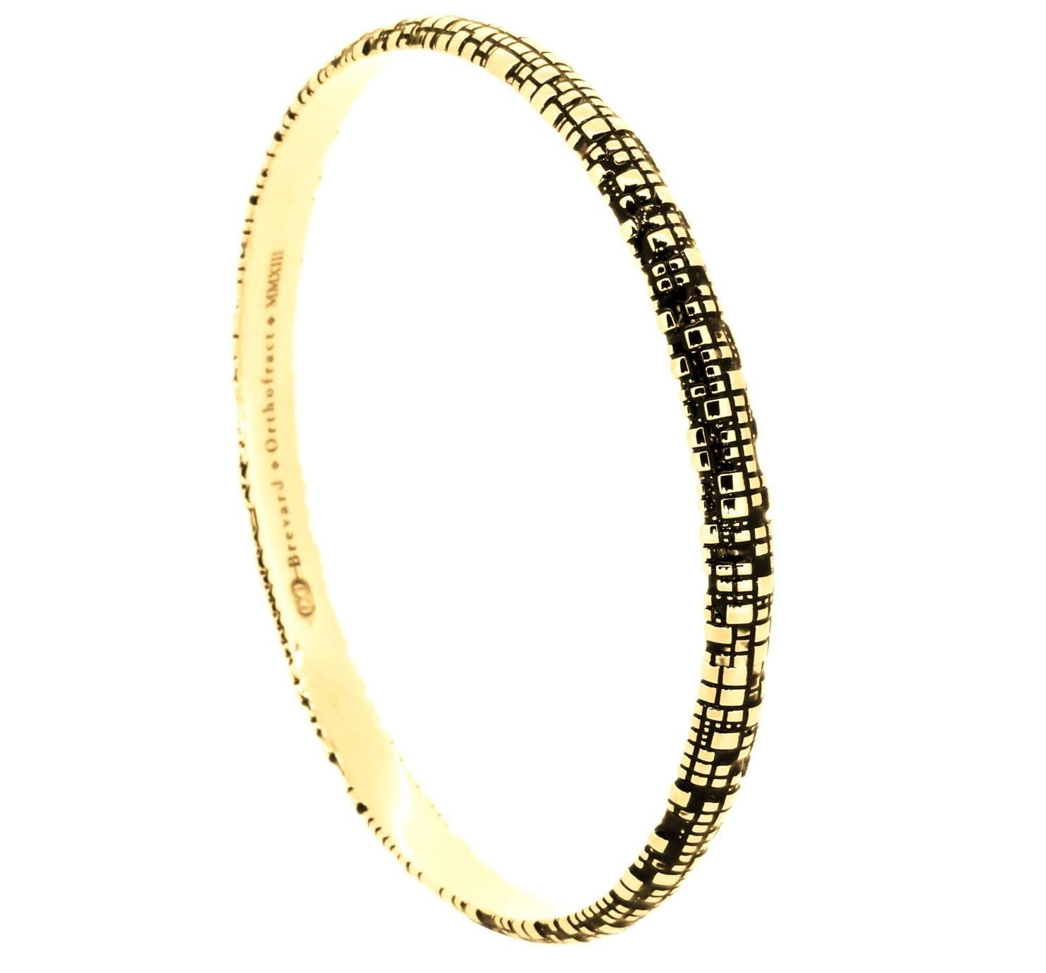 Blockchain Torus 18K Gold Bangle In New Condition For Sale In Coral Gables, FL