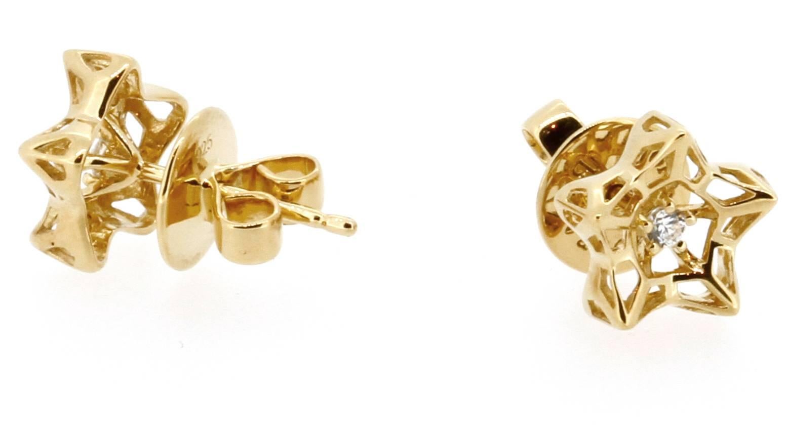 Art nouveau Clous d'oreilles en or 18 carats et diamants avec mini cadre Tria en vente