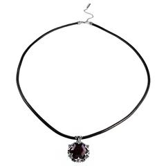 Thoscene Hessonite Garnet and Sterling Silver Love Pendant Necklace
