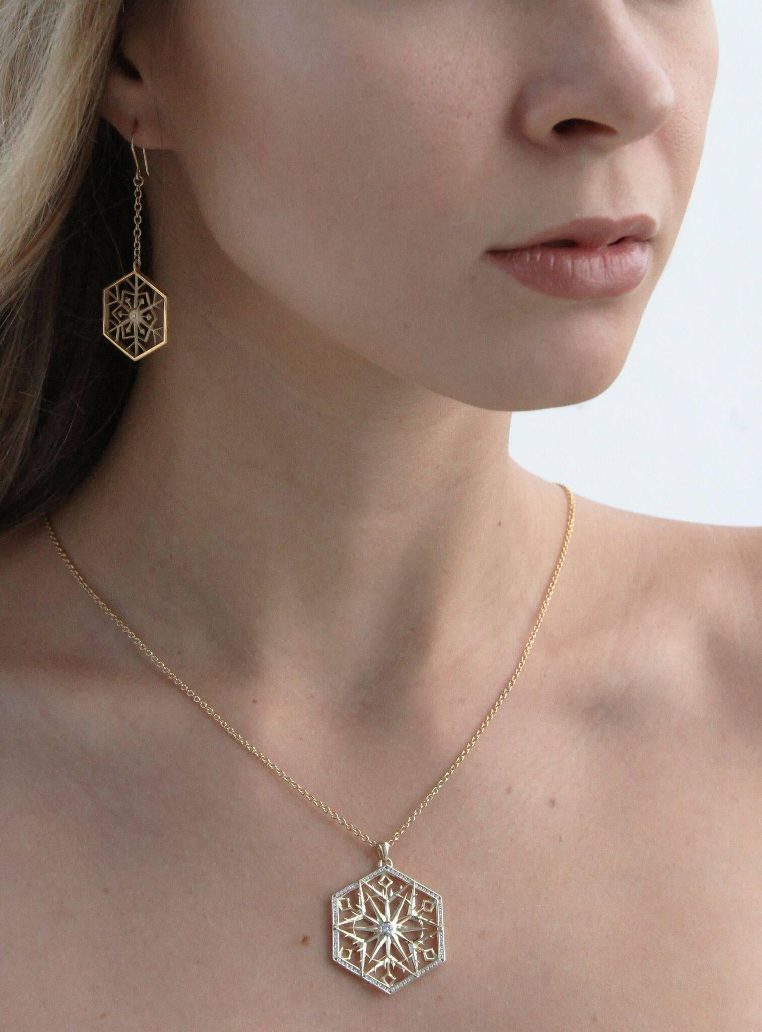 Schneekönigin Diamant und 18K Gold Halskette im Zustand „Neu“ im Angebot in Coral Gables, FL