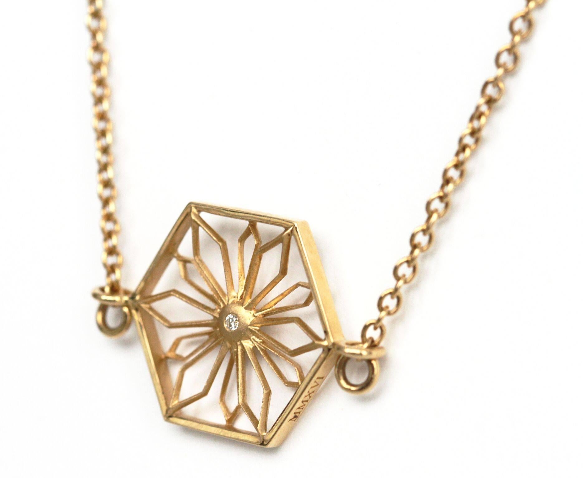 Modern Snowcrystal Honor Gold Necklace For Sale
