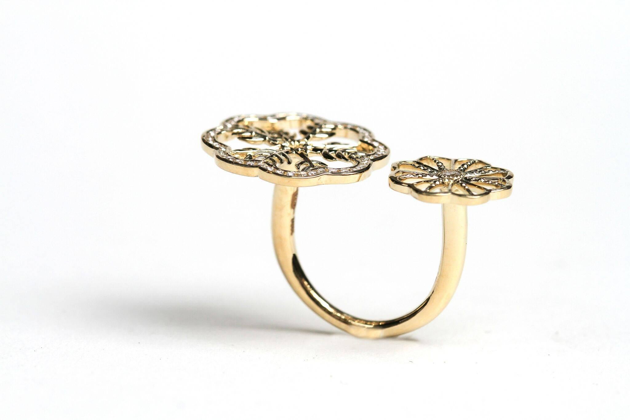 Women's or Men's Snow Queen Diamond Gold Ring