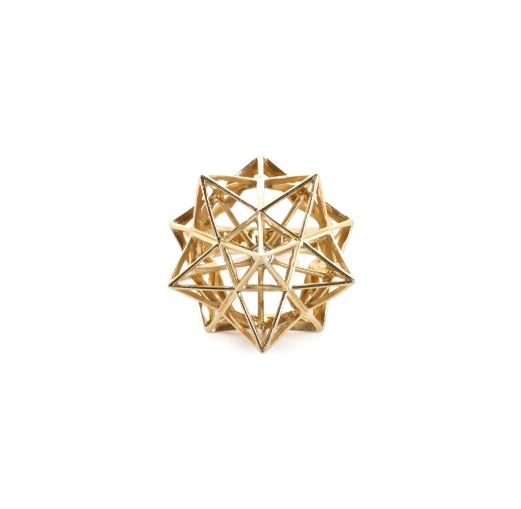 Modern Frame Star Diamond and 18K Gold Ring