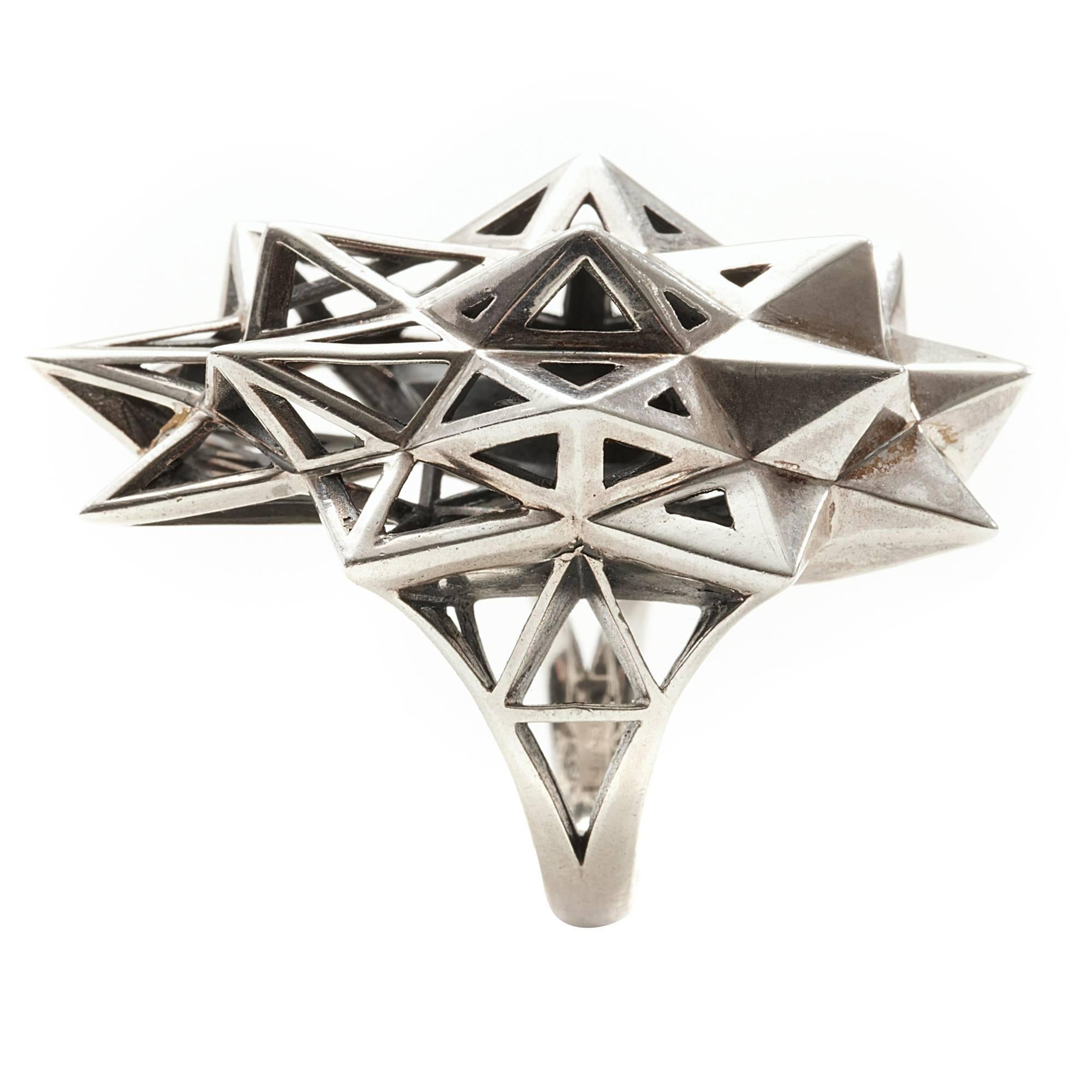 Sterling Silver Stellated Star Ring For Sale