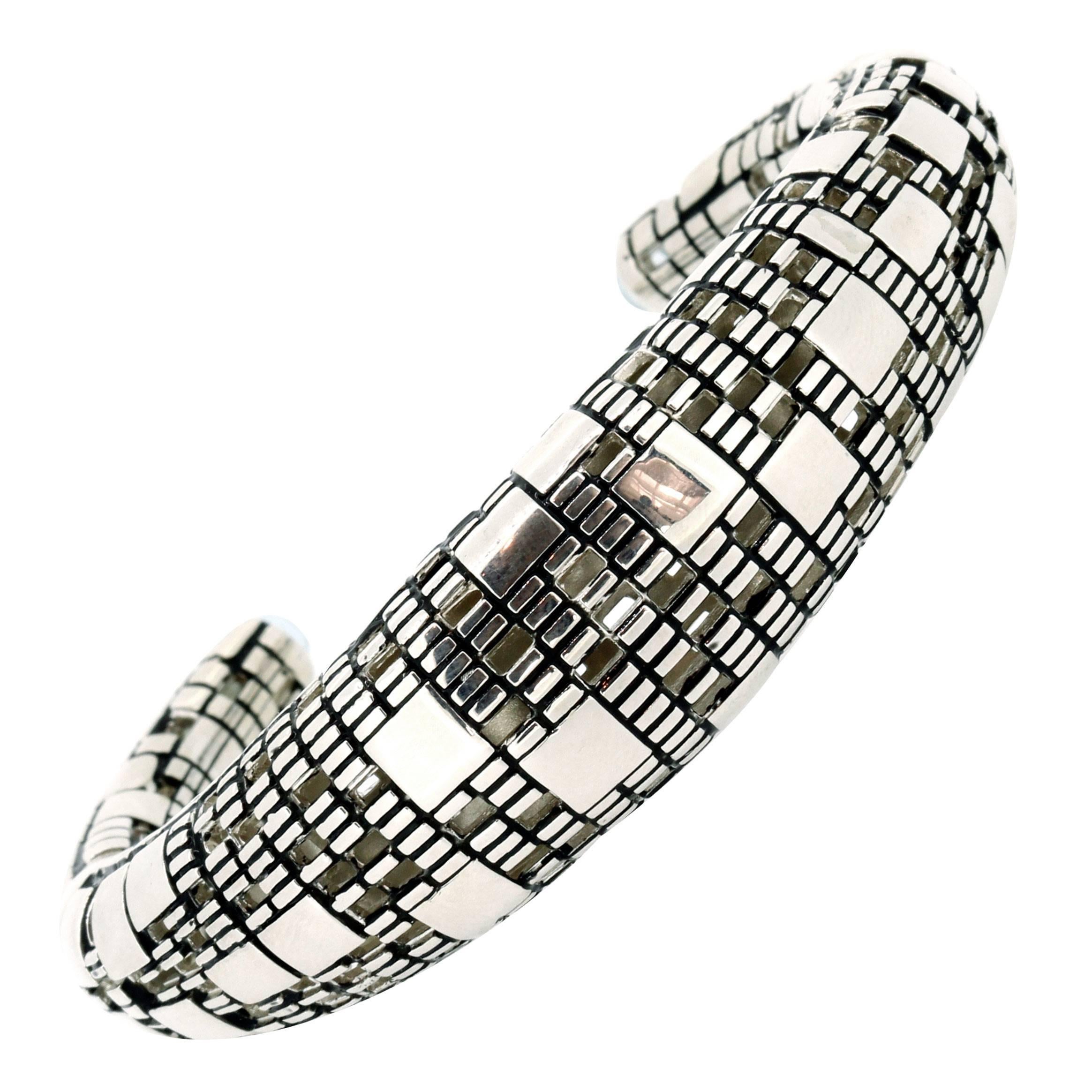 Bitcoin Blockchain Silver Cuff Bracelet For Sale