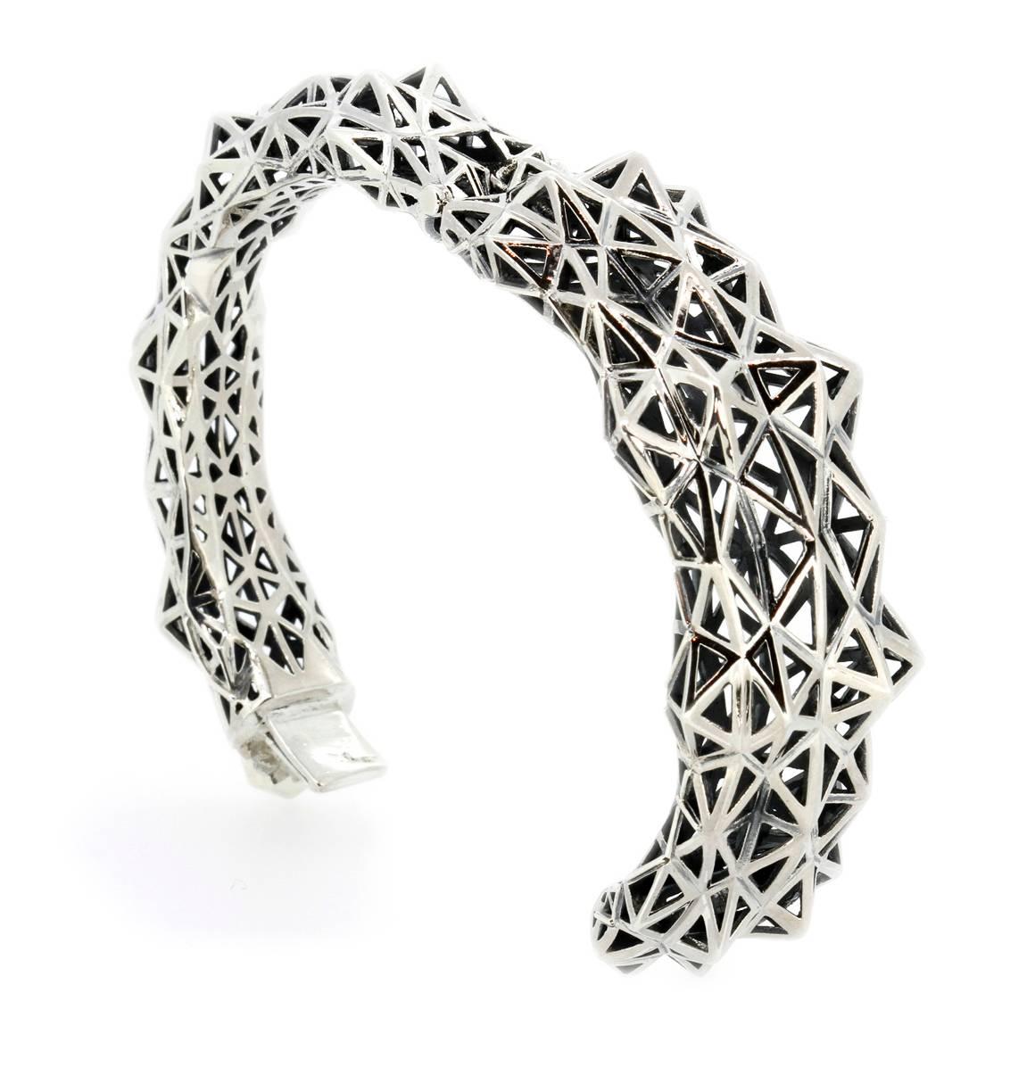 Stellated Sterling Silver Bracelet In New Condition For Sale In Coral Gables, FL