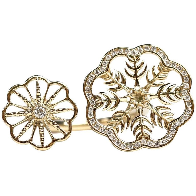 Snow Queen Diamond and 10K Gold Ring For Sale at 1stDibs