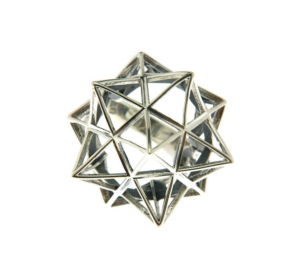  Sterling Silver Framework Star Ring In New Condition In Coral Gables, FL