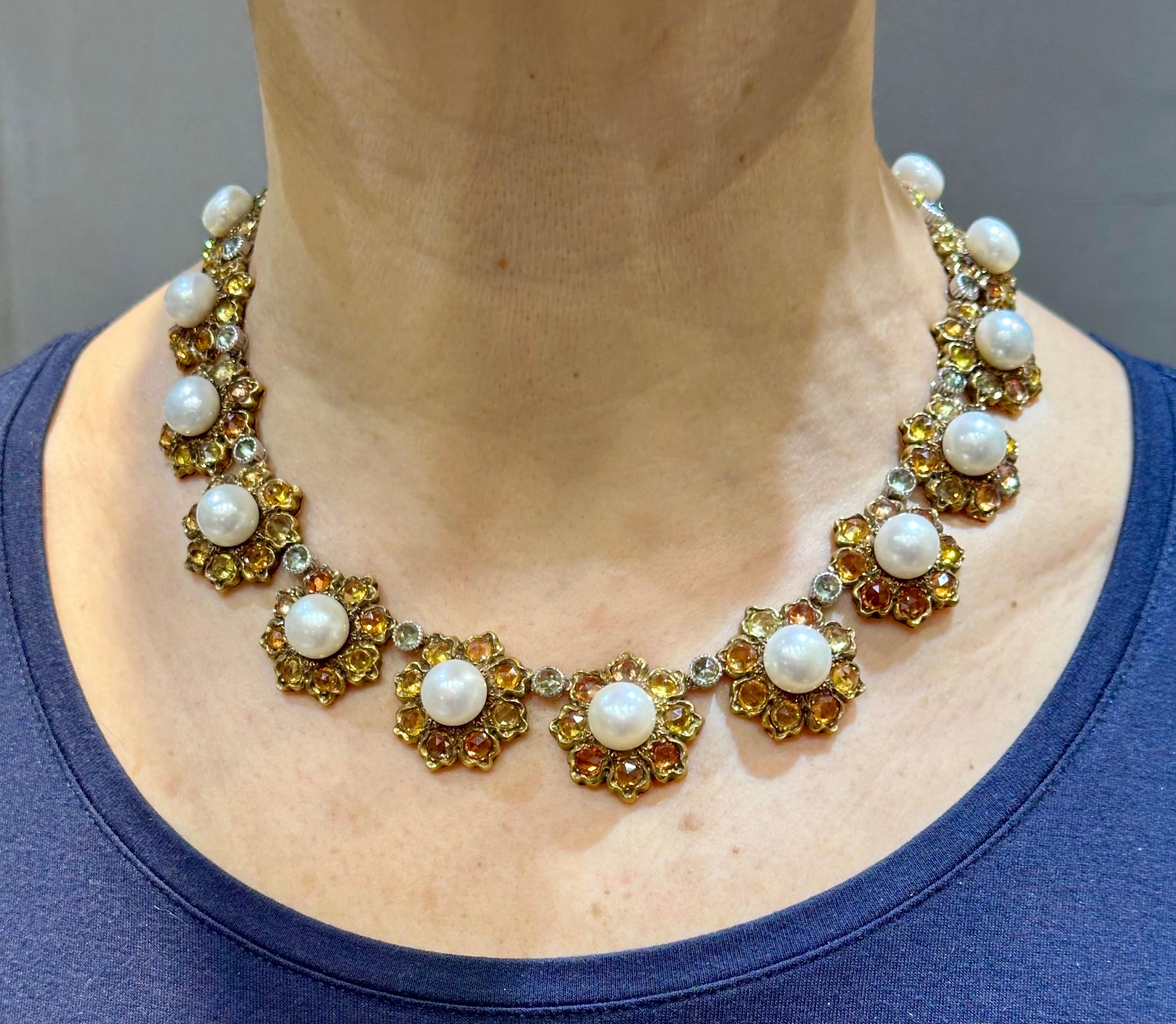 Bucellati 1980s pearl and yellow sapphire necklace 2