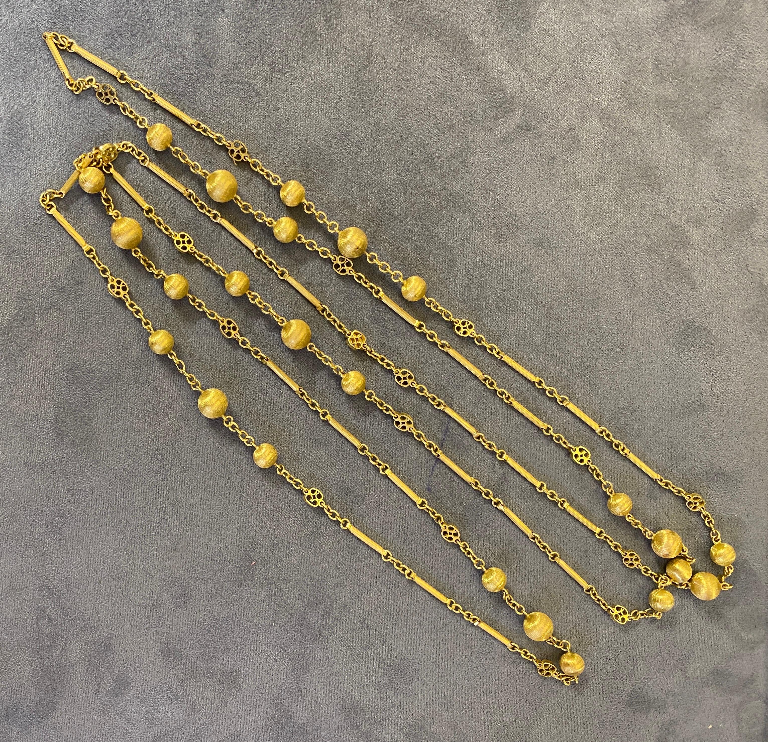 1960s Italian 18k gold hand engraved chain necklace 6