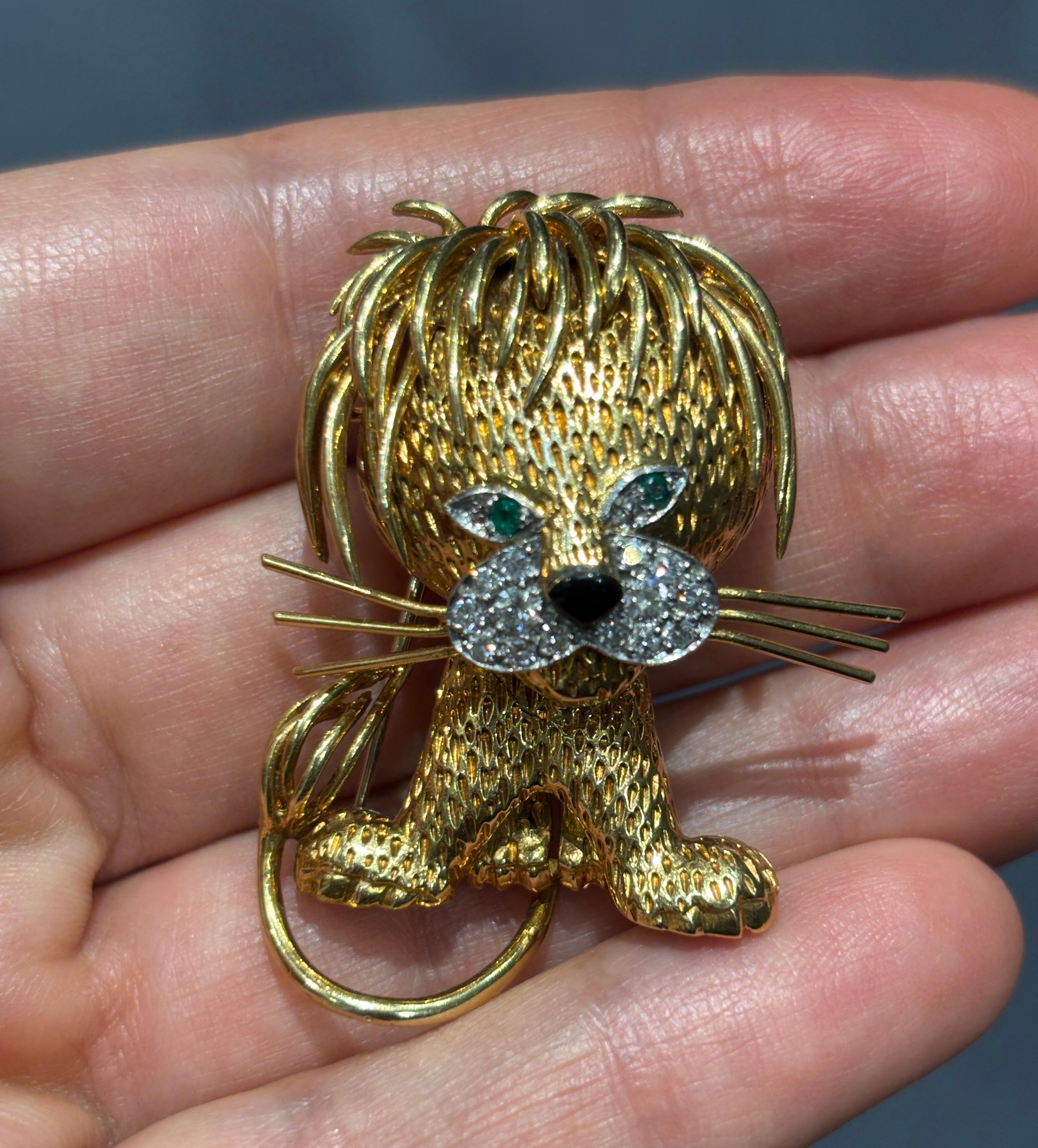 1961 Van Cleef & Arpels Lions Ebouriffes brooch set 3