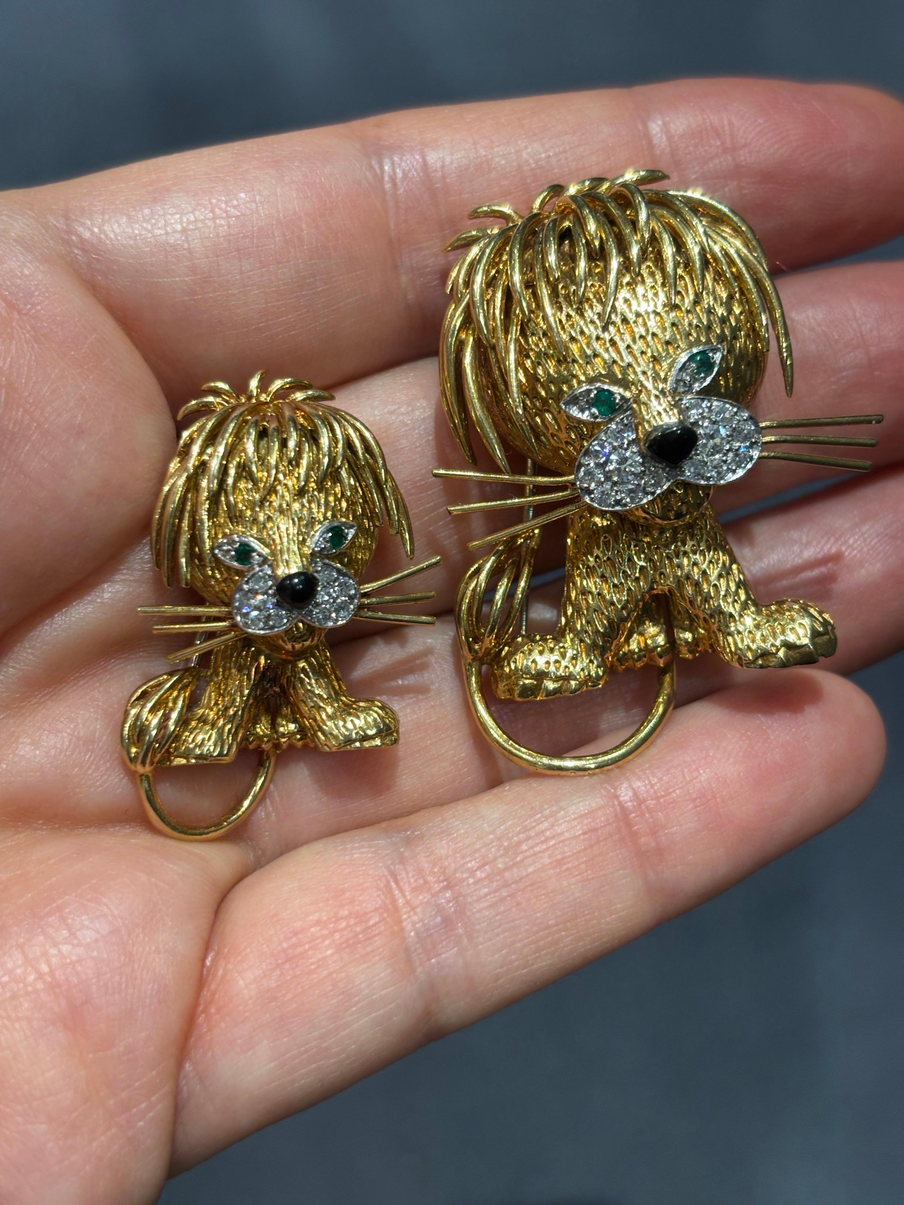 1961 Van Cleef & Arpels Lions Ebouriffes brooch set 4