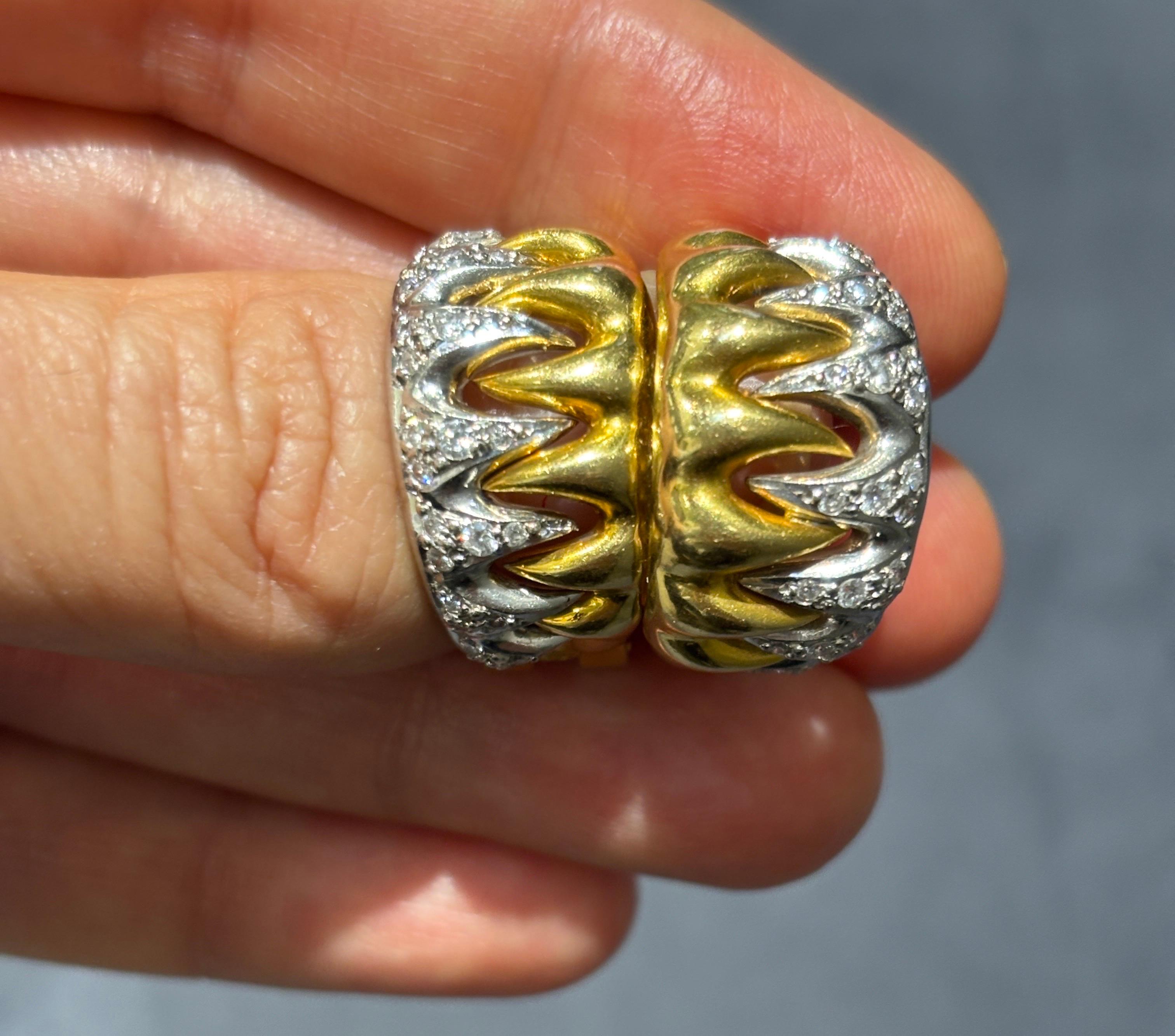 1980's 18k gold and diamond earrings 3