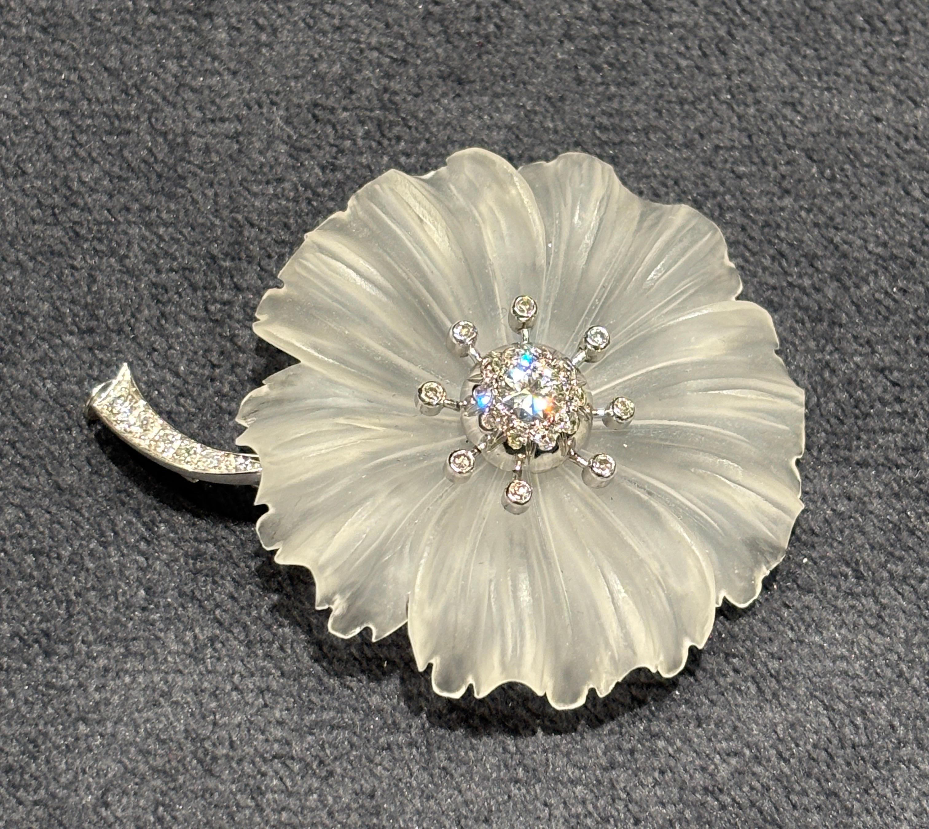 1930s rock crystal and diamond brooch In Excellent Condition In London, GB
