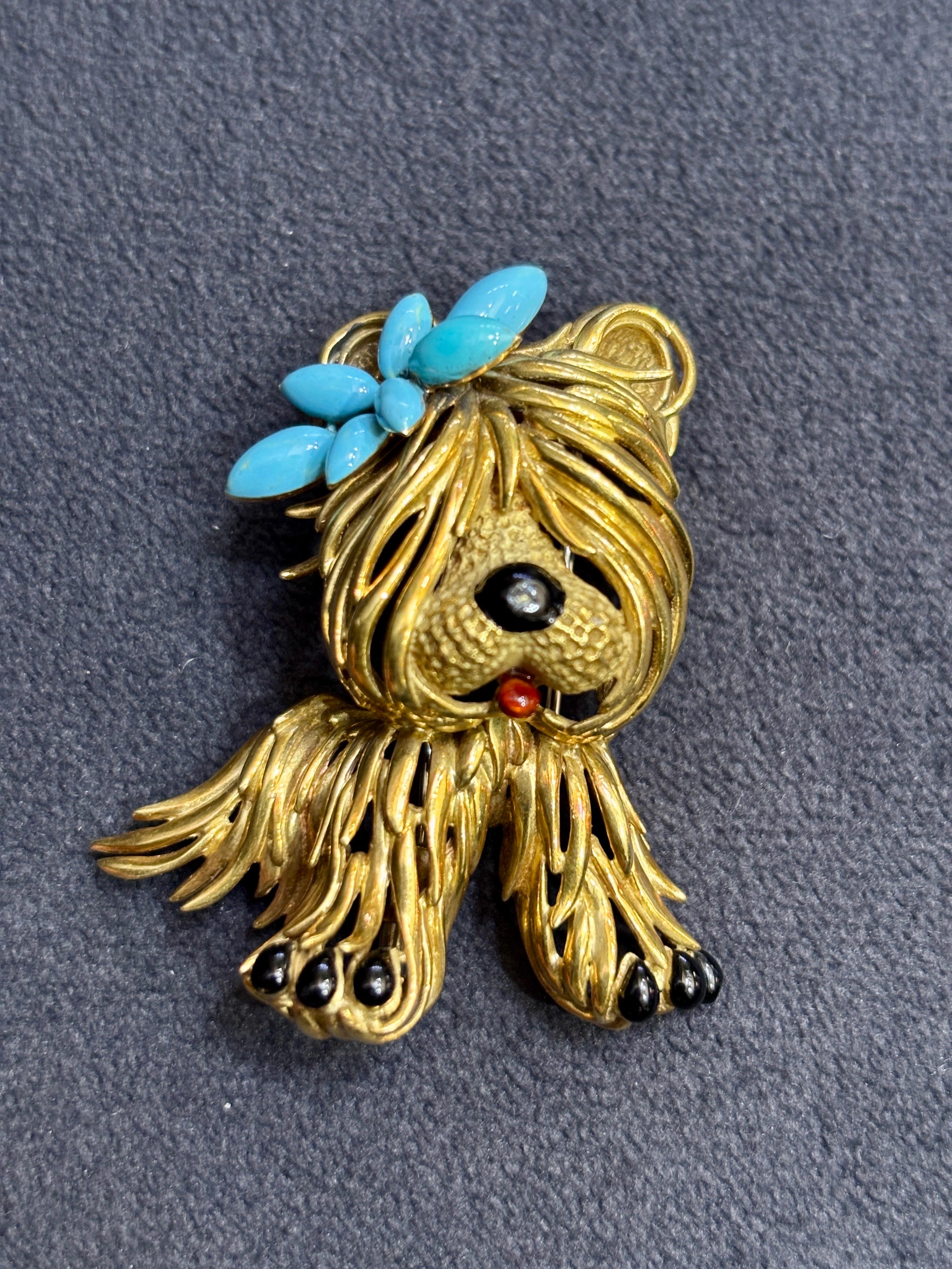 Women's or Men's Fred Paris puppy brooch For Sale
