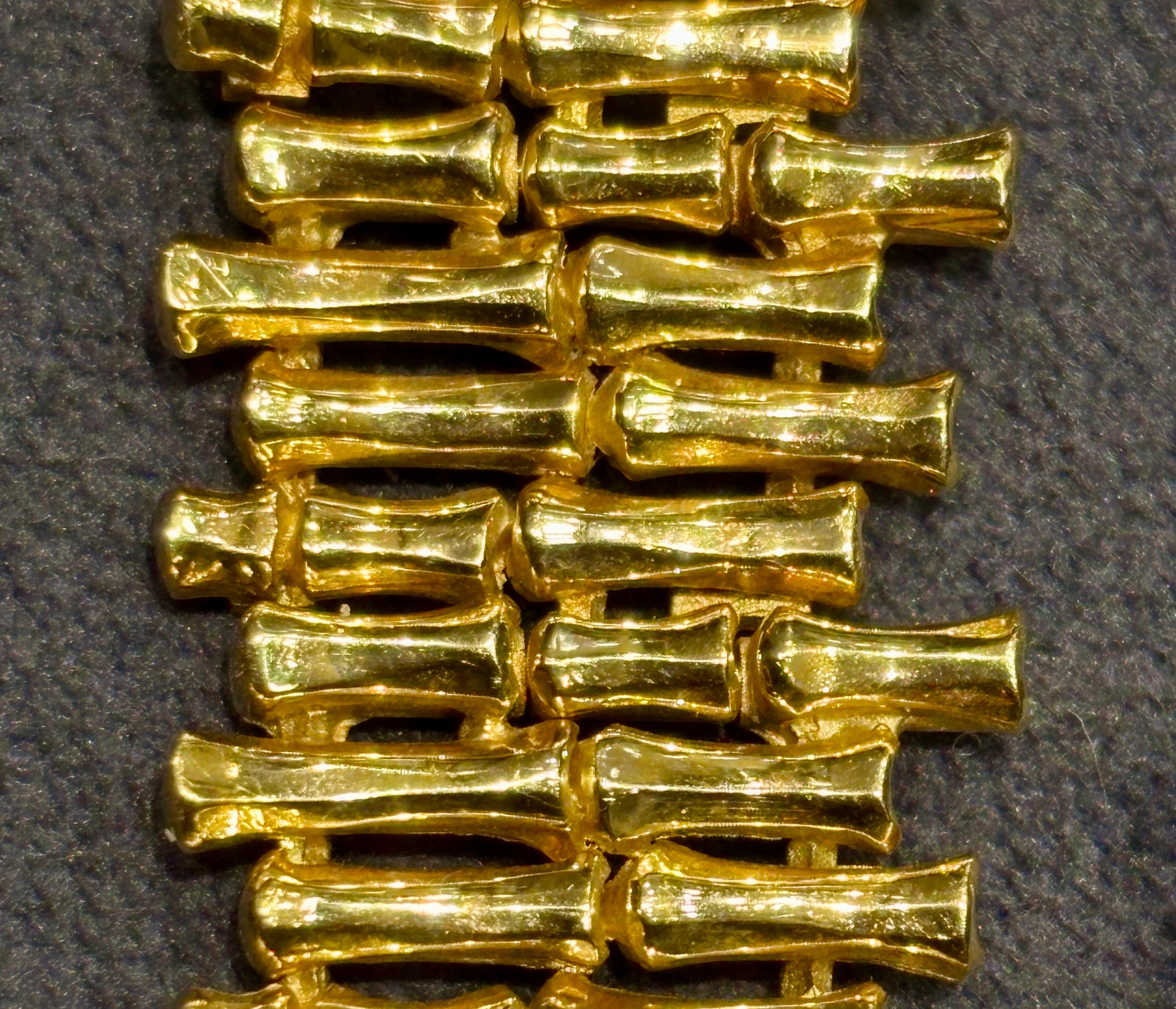 1970s Gübelin 18k gold bamboo bracelet For Sale 4