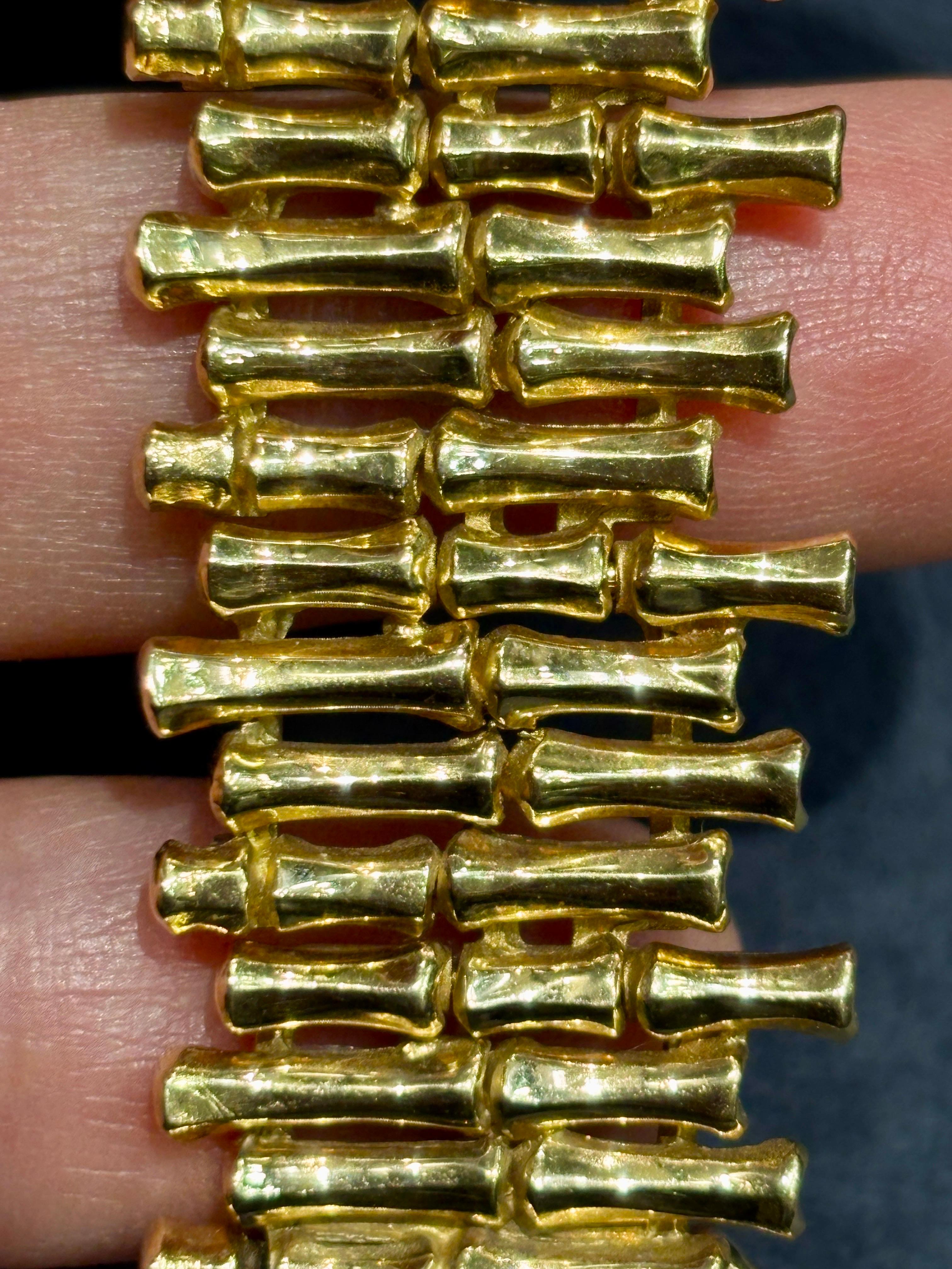 1970s Gübelin 18k gold bamboo bracelet For Sale 5