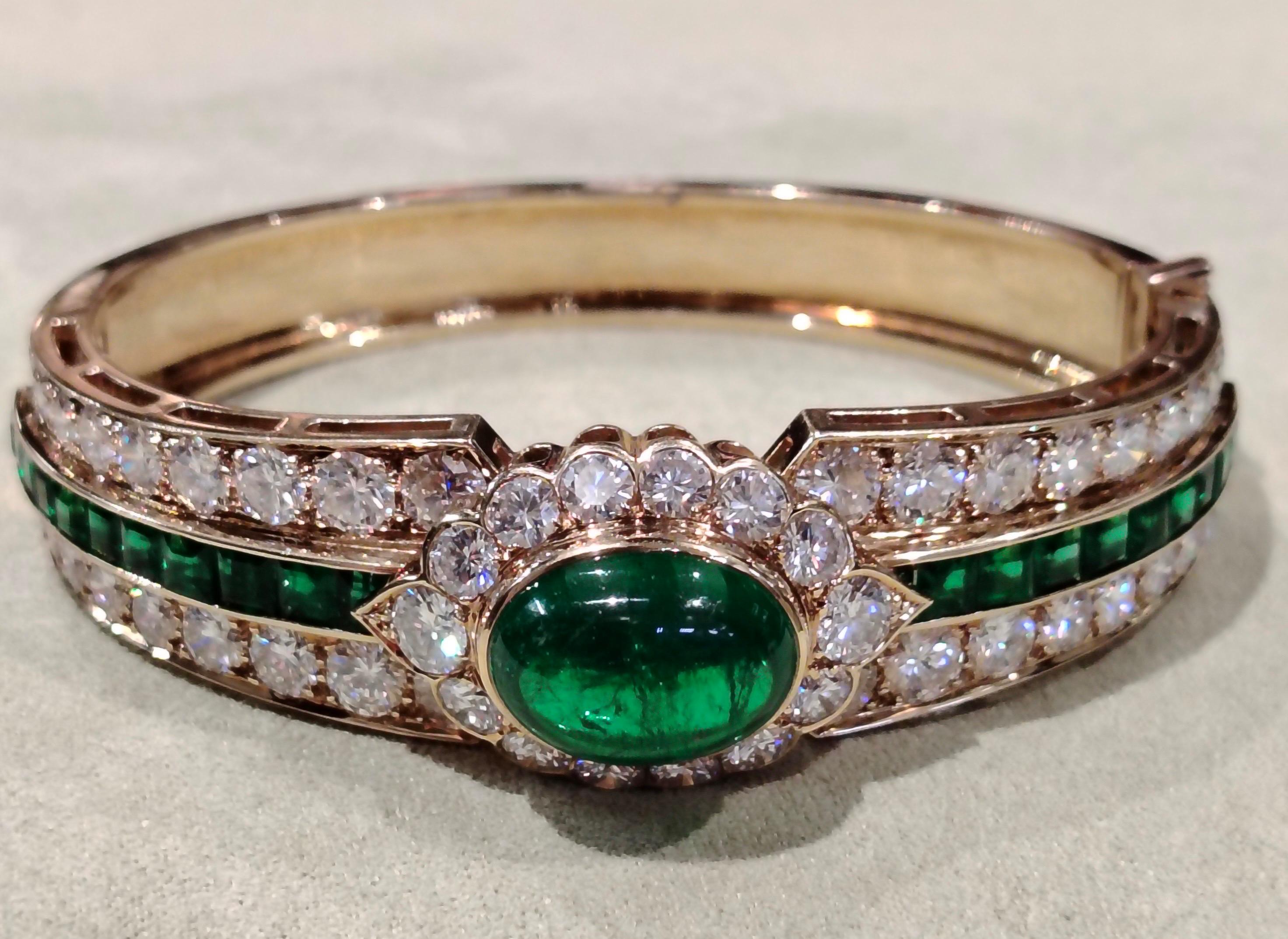 Van Cleef & Arpels, bracelet en émeraude colombienne et diamants d'environ 9 carats en vente 9
