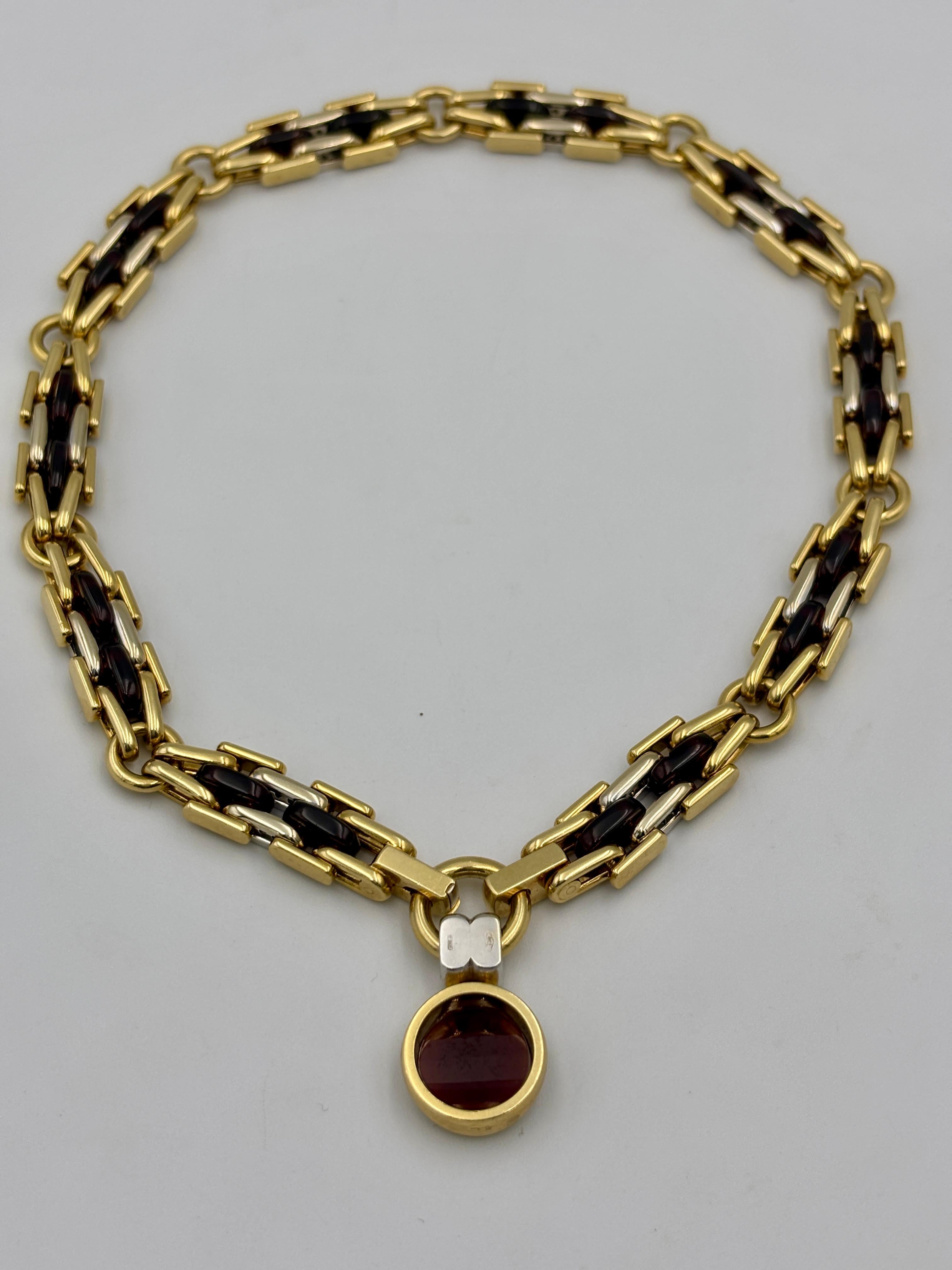 Taille ronde Collier avec pendentif en or, diamants et tourmaline Pomellato des années 1980 en vente