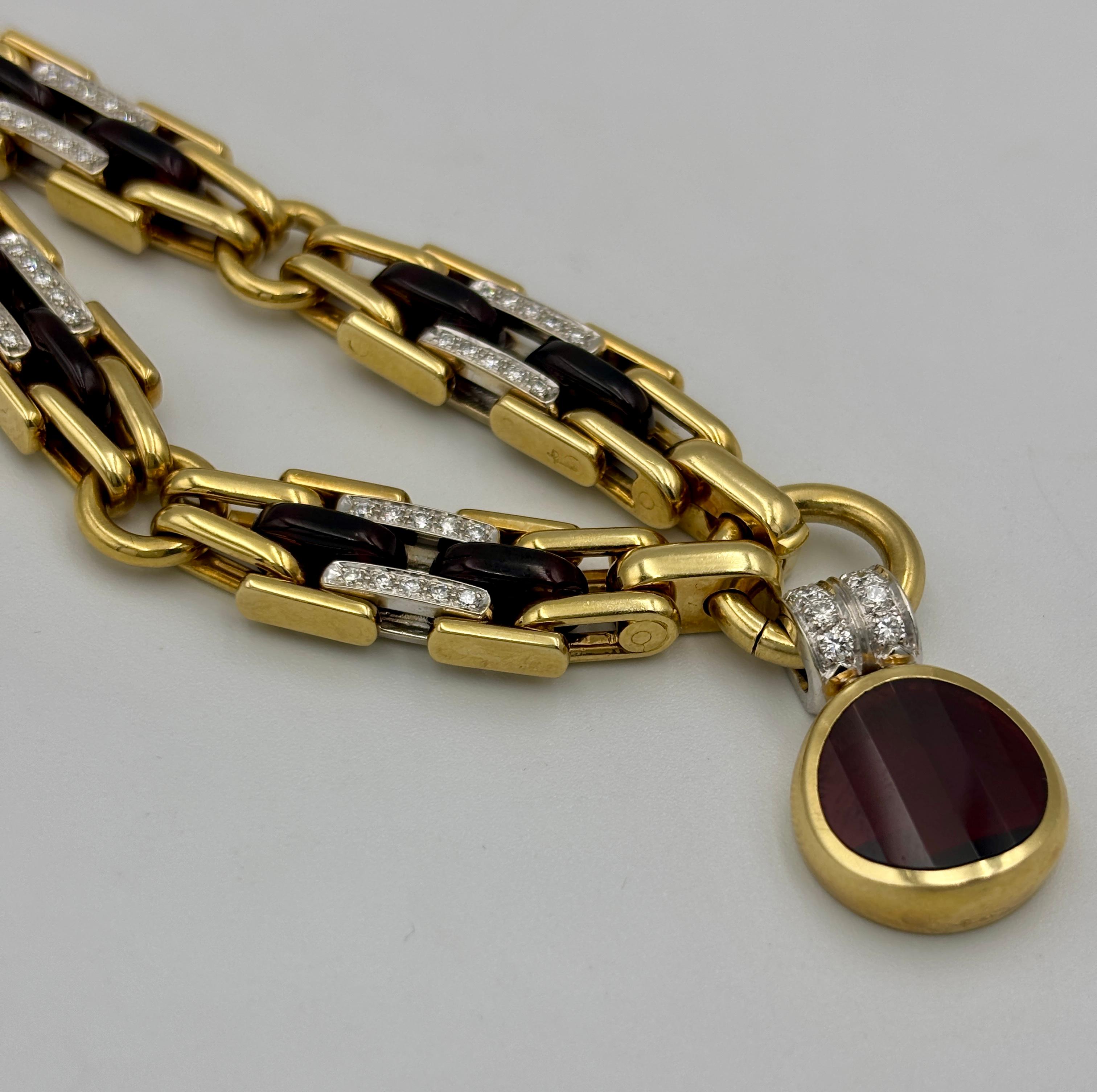 Collier avec pendentif en or, diamants et tourmaline Pomellato des années 1980 Unisexe en vente