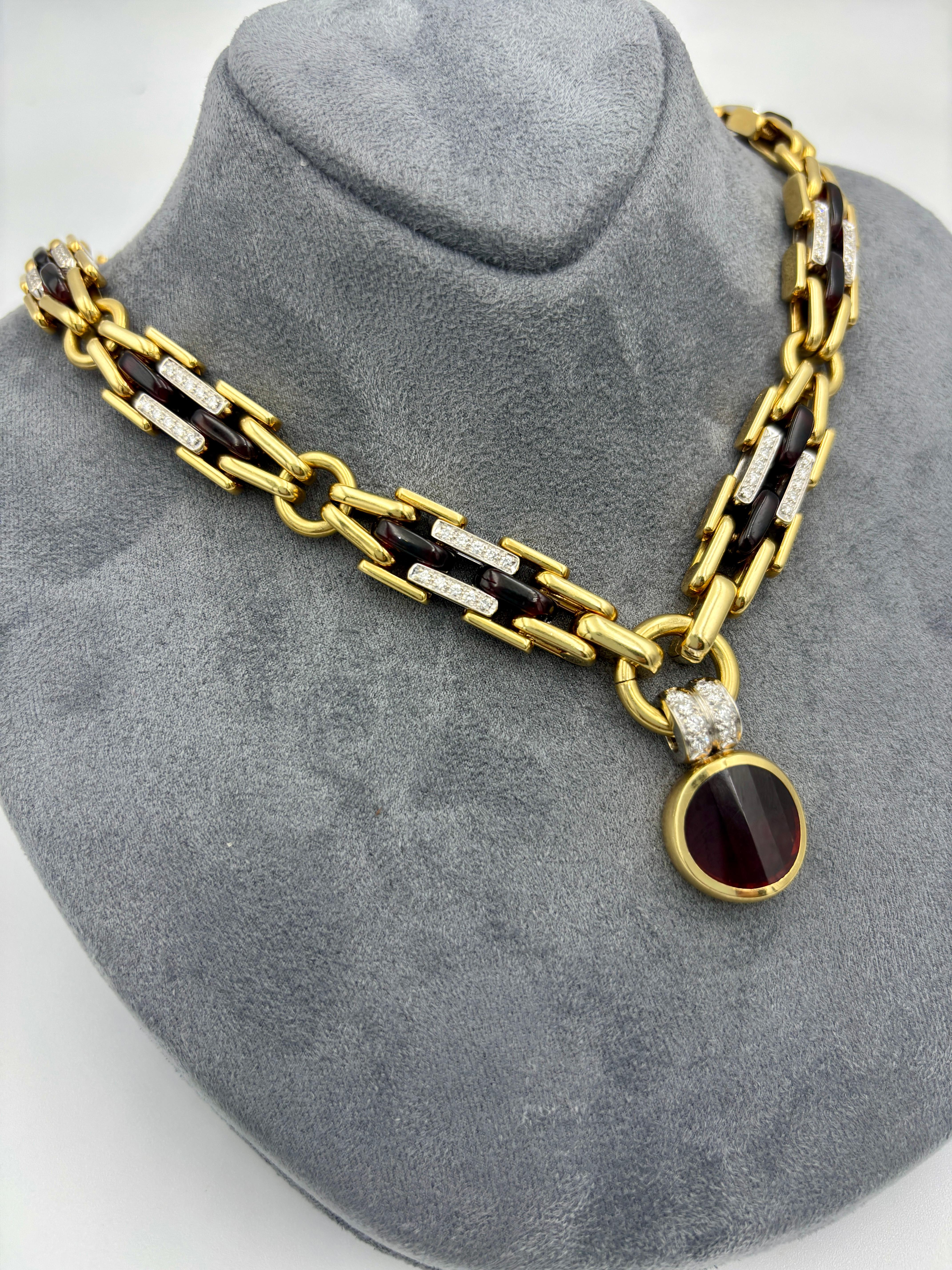 Collier avec pendentif en or, diamants et tourmaline Pomellato des années 1980 en vente 1