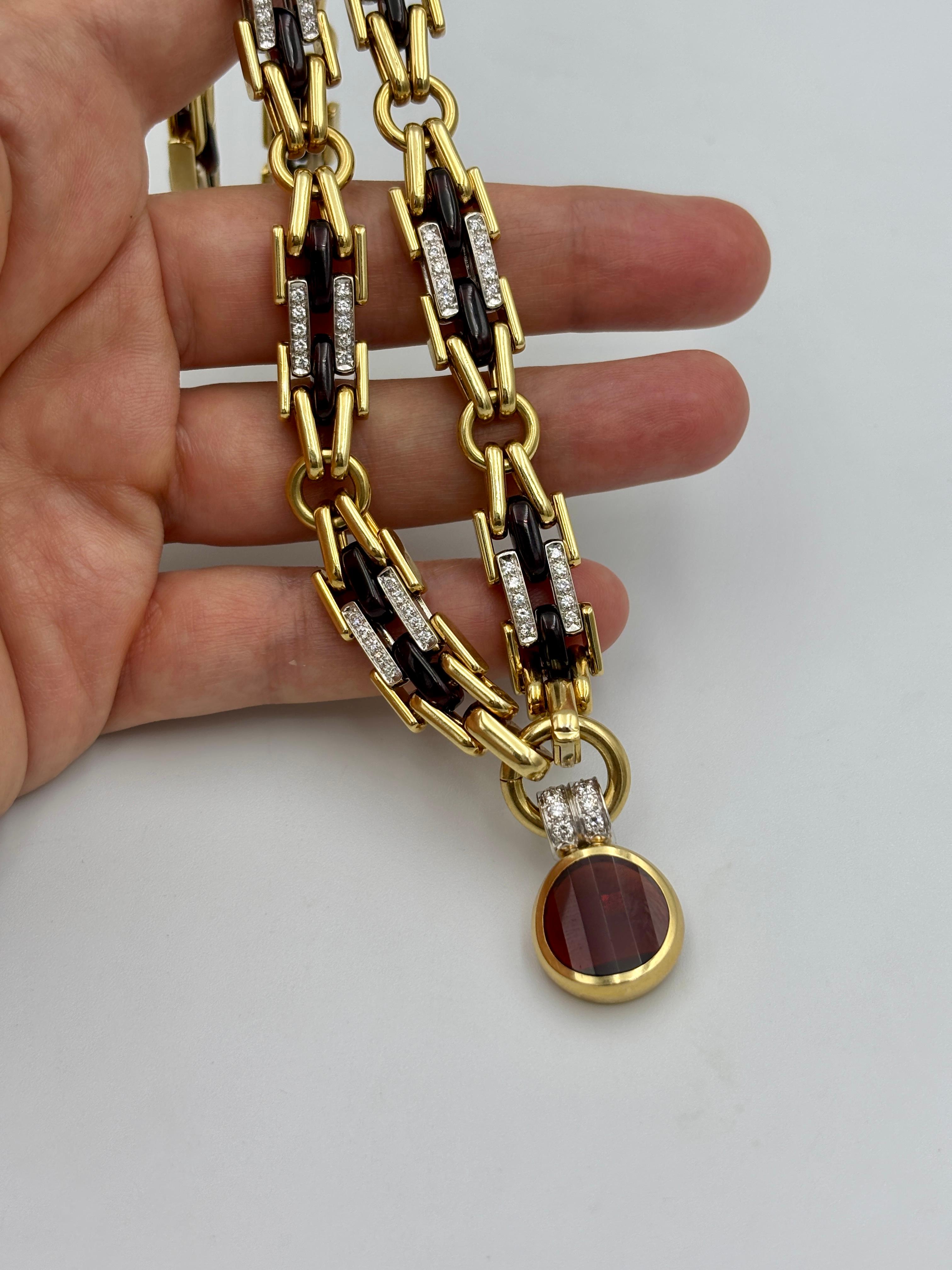 Collier avec pendentif en or, diamants et tourmaline Pomellato des années 1980 en vente 2
