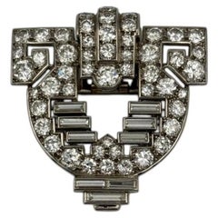 Cartier London Art Deco platinum and diamond pin in its original box