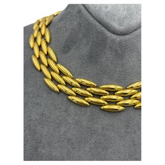 Iconic Cartier 18k Yellow Gold Gentiane Five Row Rice Link Necklace, Circa 1970