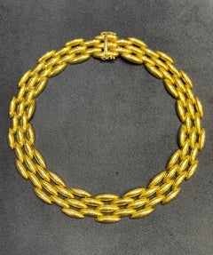 Iconic Cartier 18k Yellow Gold Gentiane Five Row Rice Link Necklace, Circa 1970