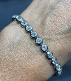 18k White Gold Tennis Bracelet with Approximately 6c Old Mine Cut Diamonds
