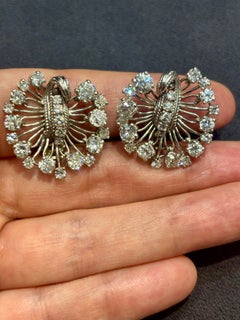 Art Deco 18k Gold and Platinum Earrings with 6 Carats Old Mine Cut Diamonds