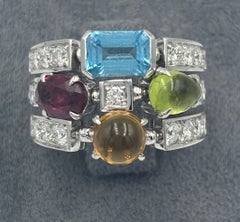 Bulgari Allegra Cocktailring mit Peridot, Turmalin, Citrin, Topas und Diamanten