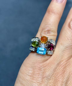 Bulgari Allegra Cocktailring mit Peridot, Turmalin, Citrin, Topas und Diamanten