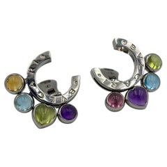 Orecchini Bulgari Allegra in oro bianco 18 carati con pietre preziose multicolori