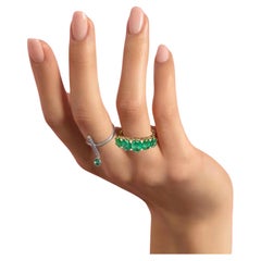 Natural Emerald Diamond Bridge Style Eternity Ring 14ct Rose Gold with Valuation