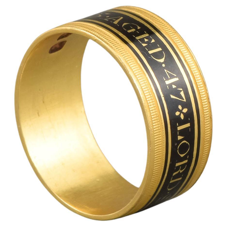 Georgian 22K Enamel Memorial Ring for Lord St. John, 1805, Important Maker For Sale