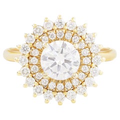 Runder Moissanit-Verlobungsring mit Diamant-Doppel Halo-Ballerina, Veronica