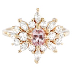 Oval Pink Sapphire & Diamonds Unique Engagement Ring, Alternative Bride, Phoenix
