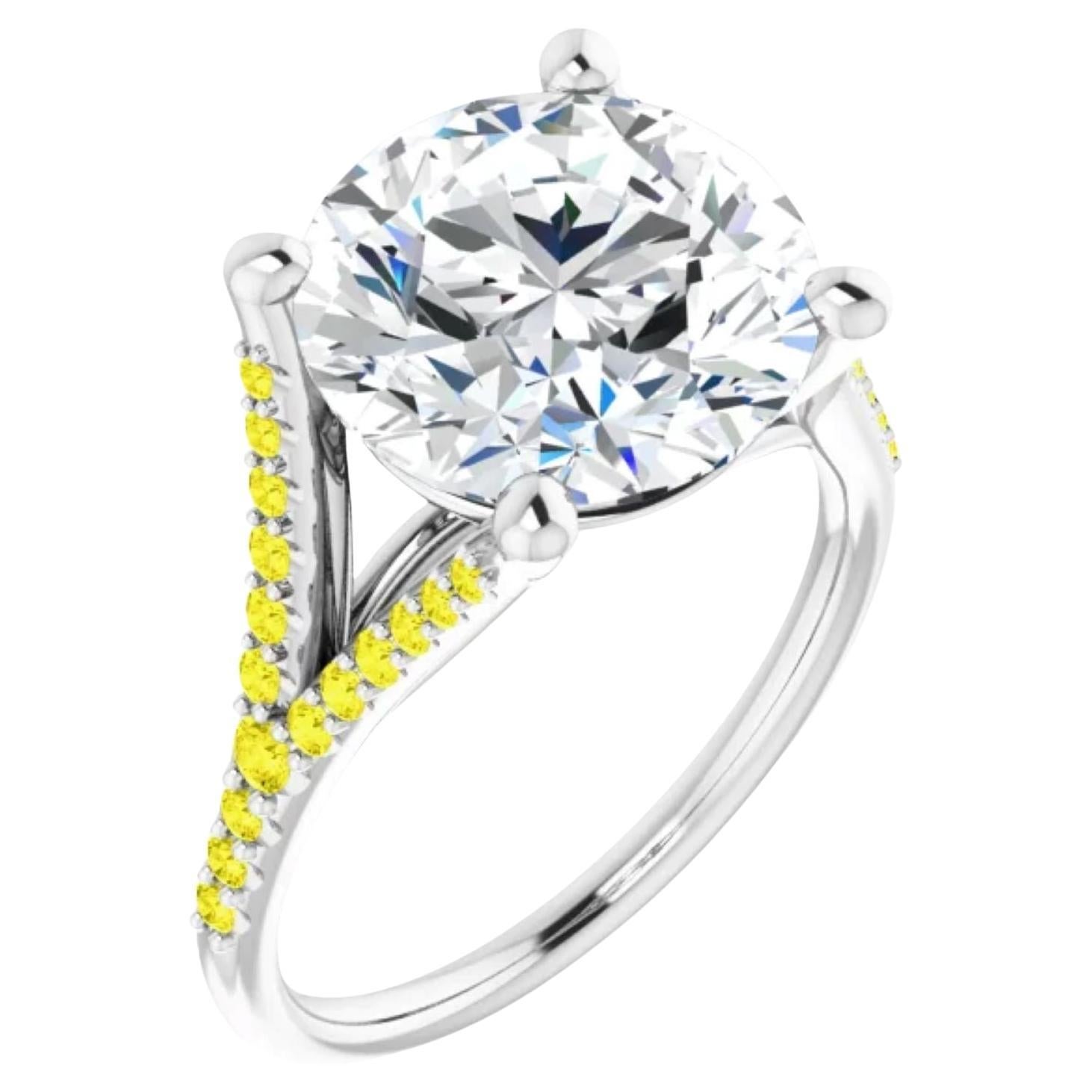 En vente :  Bague de fiançailles en diamant blanc et canari de 5 carats