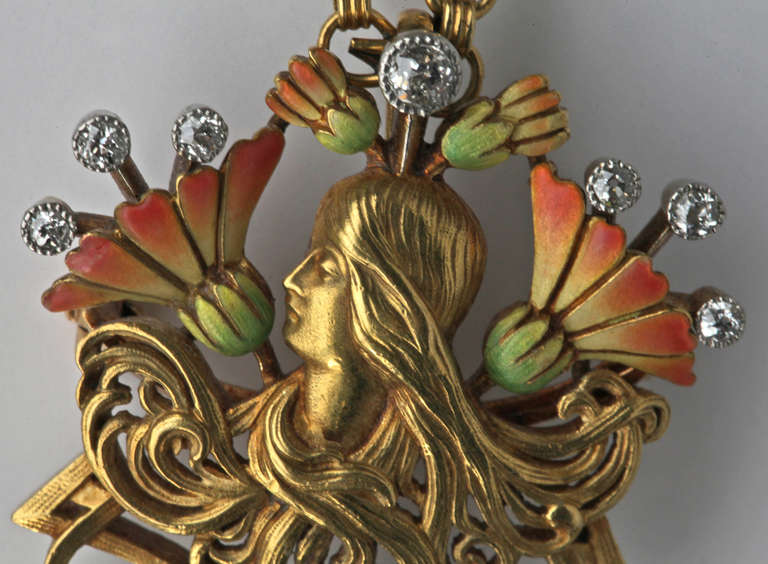 PLISSON & HARTZ Art Nouveau Pendant/ Brooch 5